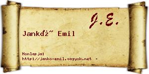 Jankó Emil névjegykártya